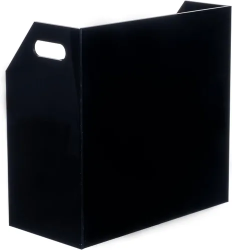 Miniatura 6 de MyGift Soporte para casetes compactos de acrílico negro de 2 niveles con asas de transporte recortadas, cintas de casete de audio retro, soporte