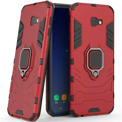 Miniatura 8 de Compatible con Galaxy J4+ (2018), soporte de anillo de metal, a prueba de golpes, parachoques duro (funciona con soporte magnético para automóvil)