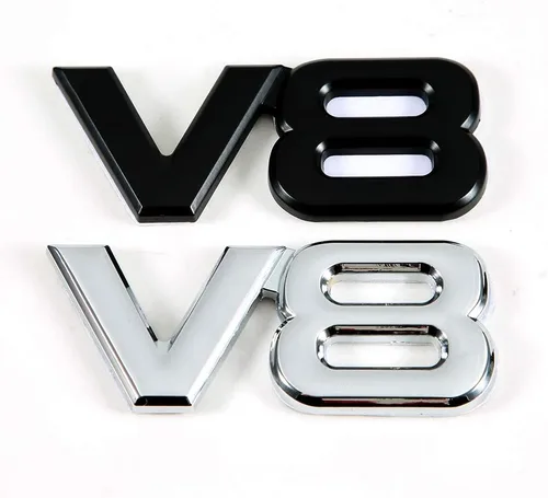 Miniatura 7 de Dsycar V8 Emblema adhesivo de metal 3D para coche, pegatina de coche, emblema de repuesto para camiones y coches (V8-Negro)