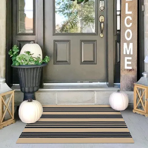 Miniatura 69 de IOHOUZE Alfombra Rayada Gris y Blanca - 27.5" X 43" Tapetes para Puerta Delantera al Aire Libre, Alfombra Lavable para Decoración de Porche