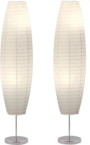 Miniatura 11 de LIGHTACCENTS Lámparas de pie de papel de arroz para sala de estar, paquete de 2 lámparas de pie de papel blanco con interruptor de pie