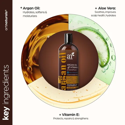 Miniatura 4 de Aceite de argán argánico Arte Naturals para pérdida de cabello, champú para el crecimiento del cabello, 16 onzas, sin sulfato, mejor tratamiento