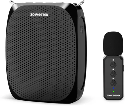 ZOWEETEK Amplificador de Voz con Micrófono Inalámbrico de Solapa Lavalier para Maestros, Nuevo Sistema de Micrófono Personal 2025, Altavoz Portátil