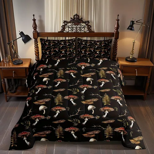 Miniatura 38 de Castle Fairy Juego de edredón tamaño twin con lobo, animales salvajes y plantas, exótico, bohemio, loto misterioso, colección de cama suave