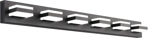 Miniatura 23 de SOLFART Luces de tocador de baño negras regulables LED modernas sobre el espejo, iluminación de baño negra para la pared del baño S8568 (5 luces)