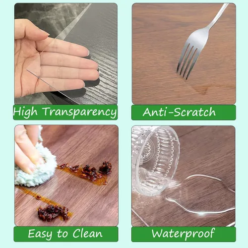 Miniatura 4 de Protector de mesa esmerilado de 12 x 24 pulgadas, cubierta de mesa de plástico de 2mm de grosor, protector de mantel de plástico transparente, a