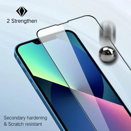 Miniatura 2 de PERFECTSIGHT Protector de pantalla compatible con iPhone 14 Plus, iPhone 13 Pro Max de 6.7 pulgadas, paquete de 2 fundas de vidrio templado
