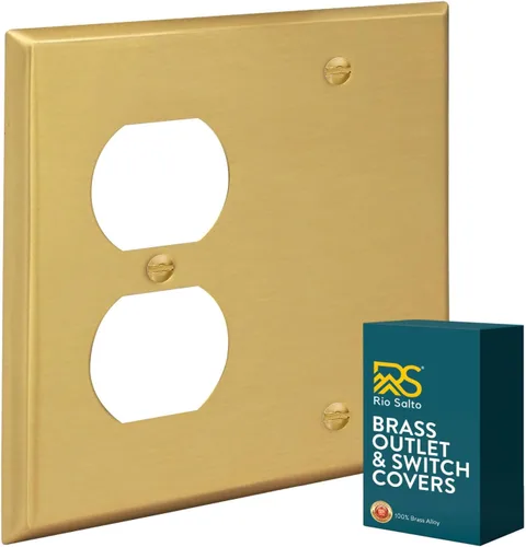 Miniatura 32 de Rio Salto BRASS - Cubierta de pared de metal dorado para toma de corriente o interruptor de luz, placa de pared resistente a la corrosión, cubierta