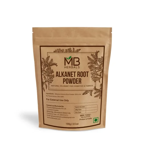 MB Herbals Alkanet Root Powder 100 Gram (3.5 oz) | Ratanjot/Alkanna tinctoria | Agente colorante natural para cosméticos a base de hierbas, telas