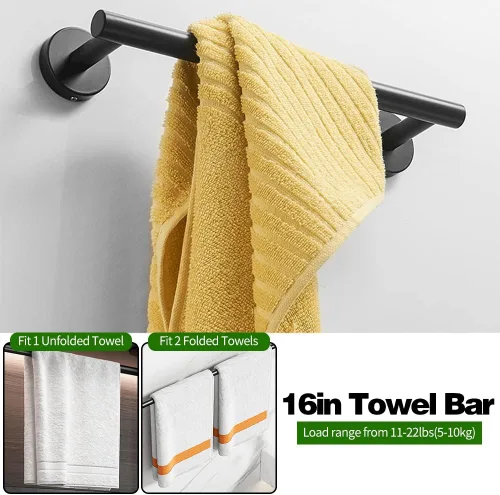 Miniatura 2 de Juego de accesorios de baño de 10 piezas, incluye barras de toalla de mano de 16 pulgadas, soportes para papel higiénico, anillos de toalla, ganchos