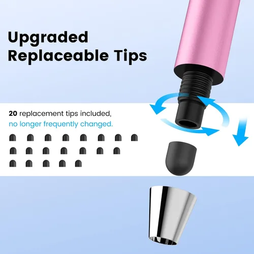Miniatura 8 de MEKO - Bolígrafos para pantallas táctiles, paquete de 10 lápices capacitivos de punta de goma fina, punta reemplazable con 20 puntas de repuesto