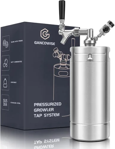 Gancowise Minicargadora de barriles de 128 onzas, sistema dispensador presurizado para el hogar con grifo de diseño de cierre automático que