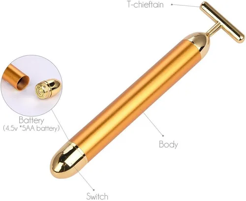 Miniatura 6 de Beauty Bar - Masajeador facial eléctrico dorado de 24 quilates, herramientas de masaje facial en forma de T, para el cuidado de la piel, brazo, ojo