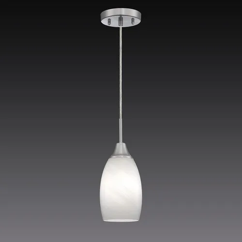 Viinew Lámpara Colgante Mini de Vidrio 1-Luz con Arte de Espiral Blanca Soplada a Mano, Cordón Ajustable, Acabado de Níquel Cepillado, 11.99 cm,