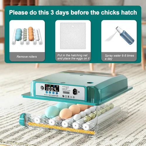 Miniatura 7 de Incubadoras para incubar 16 huevos, incubadora de huevos con giro automático de huevos y relleno de humedad, control de temperatura, incubadora