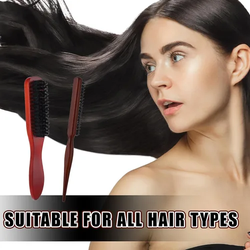 Miniatura 6 de cobee Juego de 5 cepillos de pelo con parte trasera lisa, cepillo de cerdas para control de bordes, peine de burlas, palo de cera para cabello