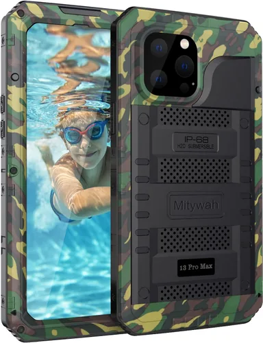 Miniatura 54 de Mitywah Funda impermeable para iPhone 7/iPhone 8 / iPhone SE 2020, funda de metal resistente de grado militar, protección de cuerpo completo