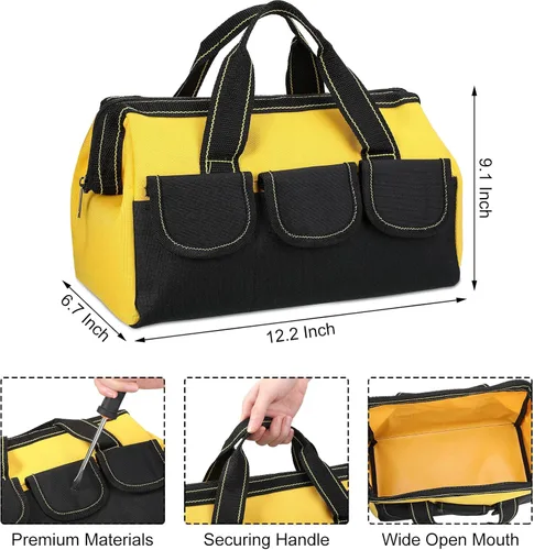 Miniatura 2 de Silkfly 8 bolsas de herramientas para hombres resistentes con fondo duro impermeable y boca ancha, bolsa grande de herramientas, organizador