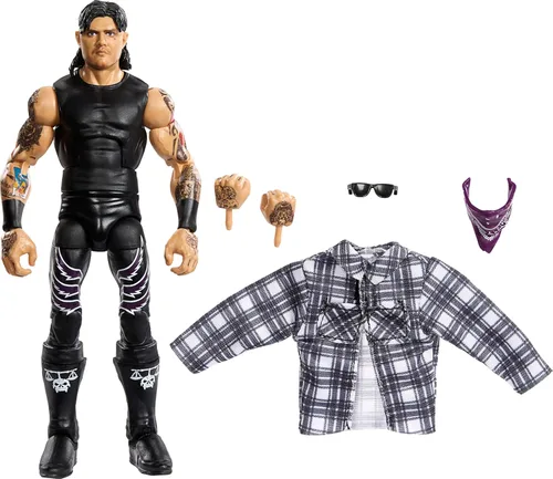 Mattel WWE Elite Figura de acción y accesorios, Serie #109 Dominik Mysterio de 6 pulgadas, coleccionable con 25 puntos de articulación y manos