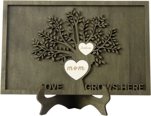 Miniatura 48 de Árbol genealógico con etiqueta de corazón, placas de madera grabadas personalizadas, regalos personalizados para madres, padres, escritorio, nombres