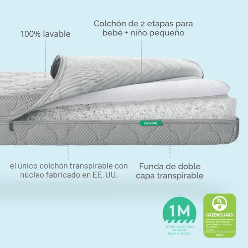 Miniatura 8 de Newton colchón para cuna 100% transpirable y con eficacia comprobada para reducir el riesgo de asfixia.Ve más allá con un colchón orgánico, Luz