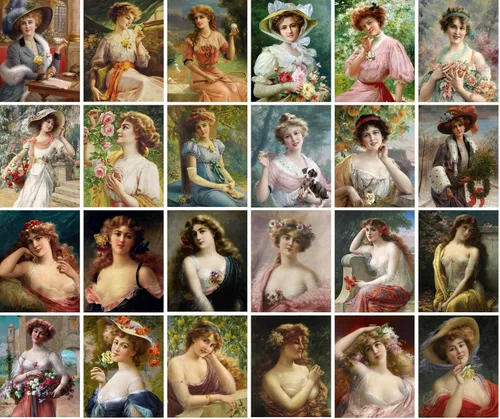 Miniatura 2 de PIXILUV Postales vintage 24 piezas joven mujer victoriana antiguo museo pintura arte por Emile Retro Poster REPRINT