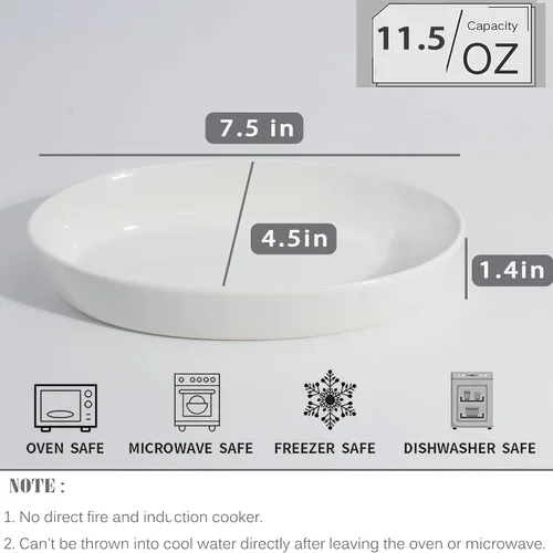 Miniatura 2 de UIBFCWN Fuentes para Gratinar, 7.5''x4.5'' Fuente de Cerámica Ovalada para Porción Individual, Platos de Cazuela Individuales Aptos para Horno