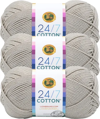 Miniatura 133 de Lion Brand Yarn, Hilo ligero mercerizado de algodón 24/7 para tejer, ganchillo y manualidades, Almirante, 1 paquete, 185 yardas de fibra natural