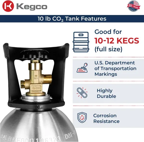 Miniatura 3 de Kegco Cilindro de Co2 Tanque de Aluminio de 10 lb