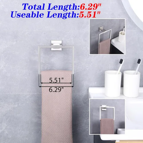 Miniatura 3 de GERZWY Moderno soporte de toalla negro SUS304 de acero inoxidable toallero anillo de toalla para baño Lavatorio montaje en pared