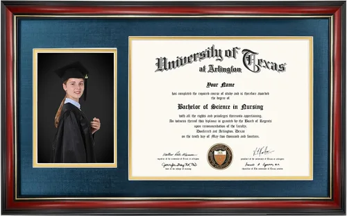 Miniatura 20 de GraduationMall Marco de fotos y diploma negro de 11 x 19 pulgadas para certificado de 8.5 x 11, imagen de 5 x 7, vidrio templado, paspartú doble