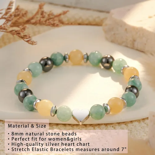 Miniatura 4 de HGDEER 13161821304050607080 Birthday Gifts for Girls Women, Natural Stone Heart Bracelets for Mom Auntie Wife Friend Sister