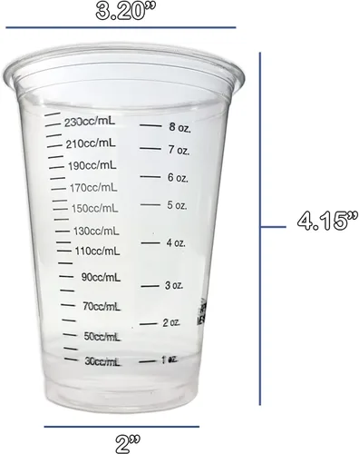 Miniatura 2 de 20 vasos de plástico transparente graduados desechables de 8 onzas para mezclar pintura, manchas, epoxi, resina