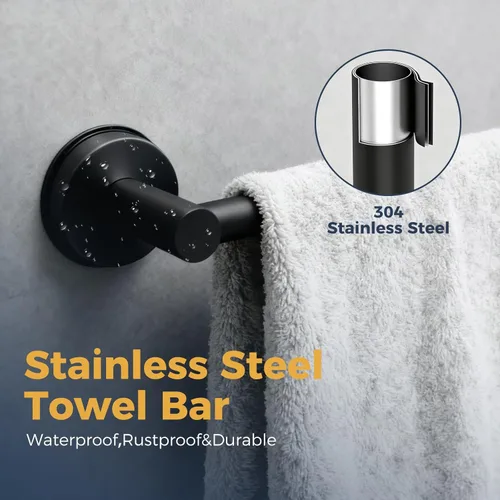 Miniatura 4 de Toalleros de 14.6 a 24 pulgadas para baño, barra de toalla ajustable con ventosa para pared de baño, soporte de toalla de baño de acero inoxidable