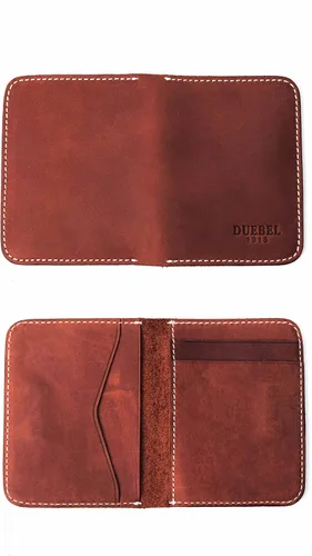 Miniatura 5 de DUEBEL Billetera delgada de cuero genuino de grano completo con bolsillo frontal minimalista delgada tarjetero