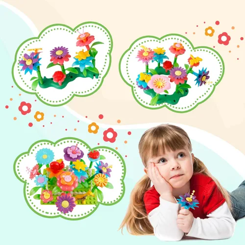 Miniatura 5 de Juguetes de construcción de jardín de flores para niñas pequeñas, juguetes de tallo para niños de 3, 4, 5, 6 años, actividades de aprendizaje