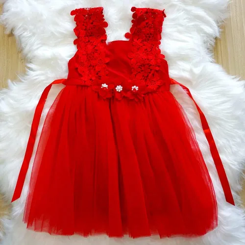 Miniatura 2 de BGFKS Vestido de encaje de flores para bebé, elegante, vestido de tul para boda, fiesta de cumpleaños.