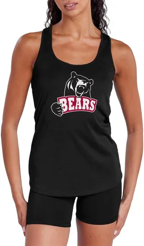 Miniatura 360 de Camiseta deportiva sin mangas oficial de NCAA Collegiate para mujer, con espalda cruzada, colección con logotipo primario