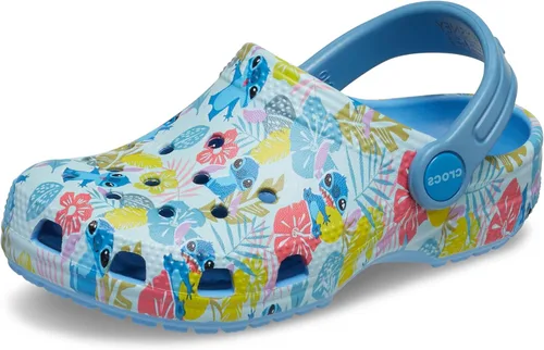 Crocs Zuecos clásicos de puntada para niños, acetato de vinilo de etileno, diseño de punta redonda, correa de talón pivotante Puntadas/Floral