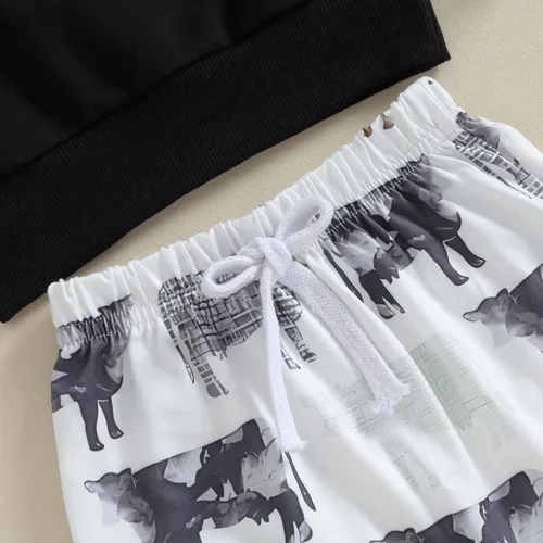 Miniatura 6 de Omkzanbi 2 piezas de ropa de otoño e invierno para bebé, sudadera de manga larga con cuello redondo, pantalones deportivos para el oeste