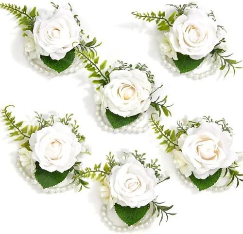 Miniatura 28 de Serwalin Conjunto de Corsage y Boutonniere Rosa, Corsage y Boutonniere de Graduación, Conjunto de Flores de Boda, Accesorios de Homecoming