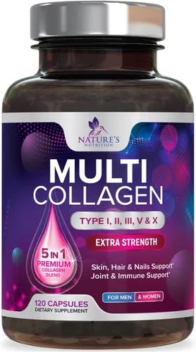 Píldoras de colágeno múltiple de 2400 mg – Tipos avanzados I, II, III, V, X – Píldoras de péptidos de colágeno hidrolizados, suplementos de colágeno
