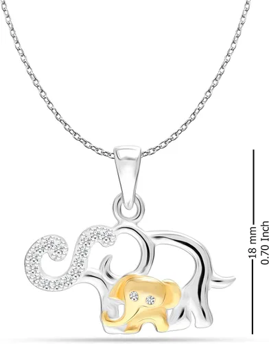 Miniatura 3 de LeCalla Collar de plata de ley 925 con colgante de elefante de buena suerte con diseño de animales de buena suerte, regalo de joyería para mujeres
