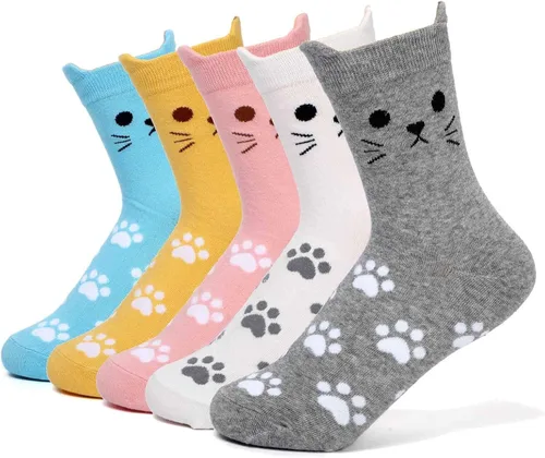 DOBIKULU Calcetines de animales lindos para mujer, calcetines de perro y gato, novedosos calcetines divertidos, regalos de animales para mujeres