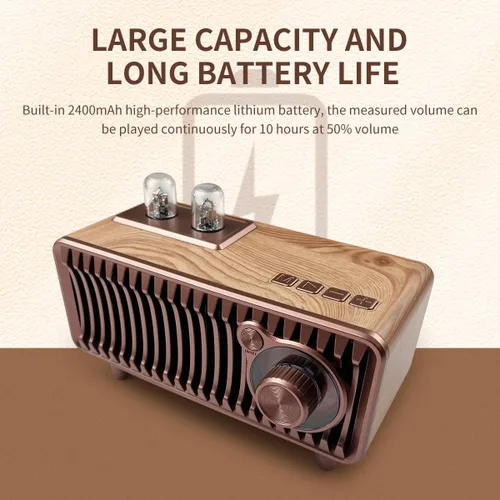 Miniatura 7 de CYBORIS Altavoz Bluetooth retro, radio vintage de madera natural Rotary FM Radio FM 20W altavoces duales estéreo, con disco U, tarjeta TF/función