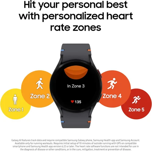 Miniatura 4 de SAMSUNG Galaxy Watch FE 40mm GPS, reloj inteligente AI con seguimiento de fitness, sensor BIA, zonas de frecuencia cardíaca personalizadas, monitor