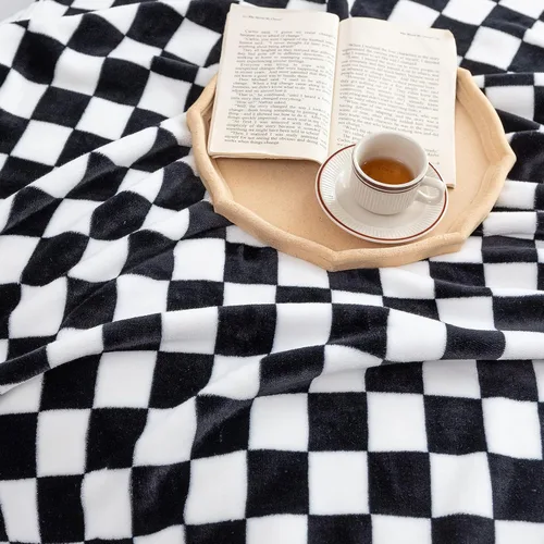 Miniatura 3 de LOMAO Manta de franela con patrón de cuadrícula de ajedrez, suave, lujosa, cálida y acogedora para sofá y cama, para todas las estaciones