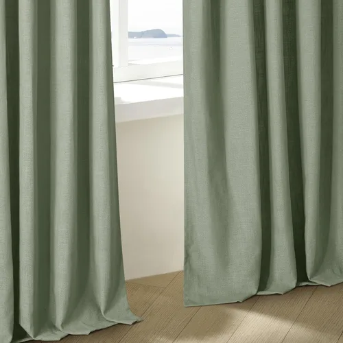 Miniatura 102 de Cortinas de lino natural con pliegues fruncidos de 120 pulgadas de largo para sala de estar, cortinas plisadas con ganchos y lengüeta trasera