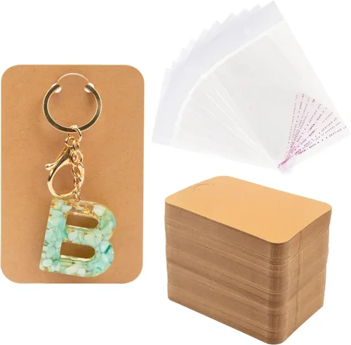 Miniatura 11 de Temlum 100 Piezas Tarjetas de Exhibición de Llaveros con Bolsas Autosellantes, Soporte para Tarjetas de Llaveros de 3'' x 4.7'' para Exhibir Plants