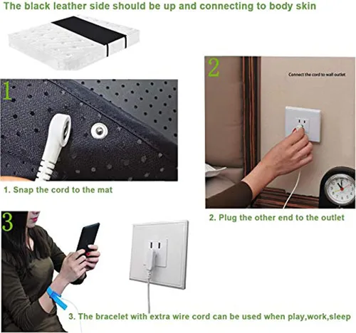 Miniatura 5 de Amerthing Alfombrillas conductoras de cuero sintético de carbono para un mejor sueño y salud, hojas de terapia de relajación